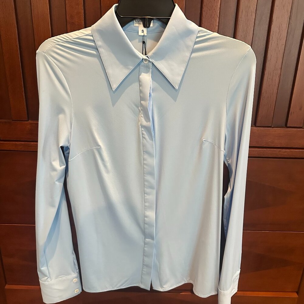 (With Tags / Never Worn) LUXEIRE Classic Button Up: Sky Blue, Small